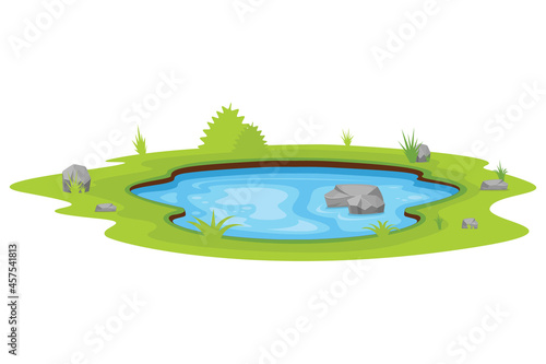 Natural pond outdoor vector illustration