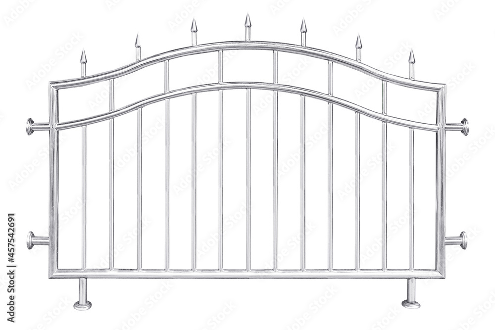 Stainless steel fence isolated on white backgroun Stainless steel fence isolated on white backgroun
