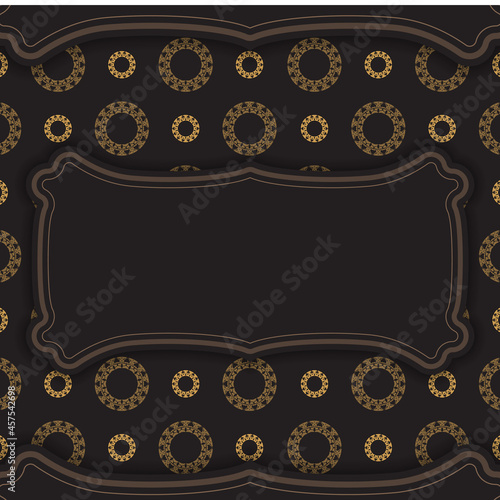 Black color flyer with brown abstract ornament
