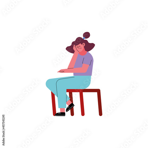 stressed woman on chair