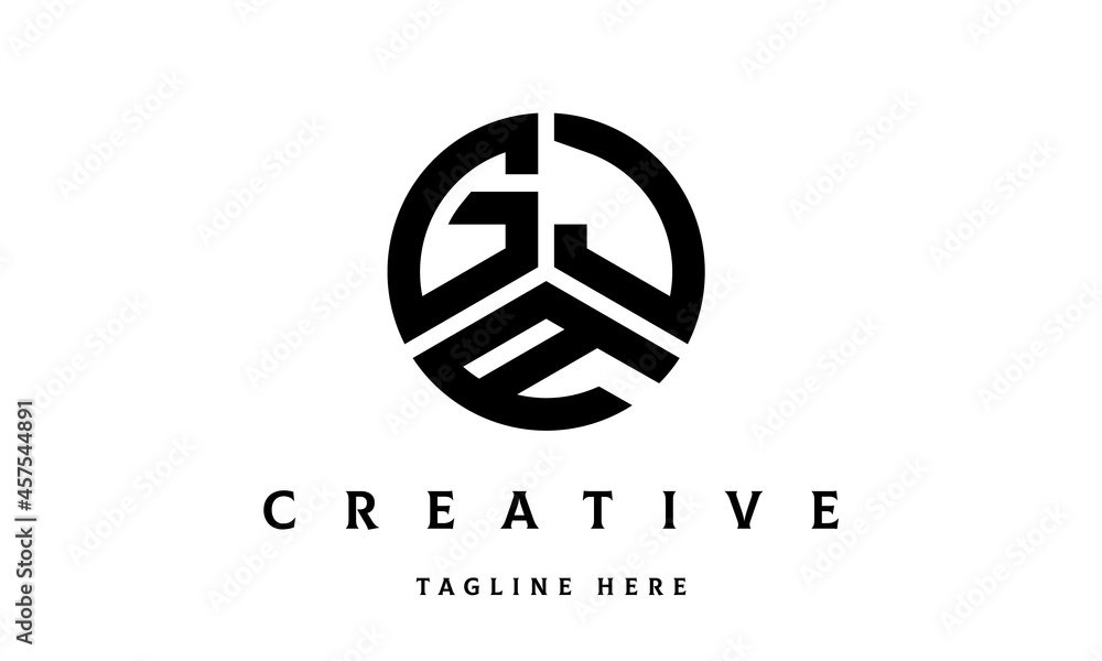 GJA creative circle three letter logo GJA creative circle three letter logo