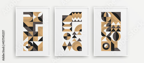 Modern amazing home decor layout composition. Minimalistic colorful flat shapes vector design illustration bundle.