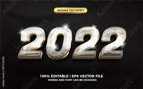 2022 Shiny glass silver gold glossy 3d editable text effect