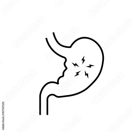 Stomach pain line and glyph icon