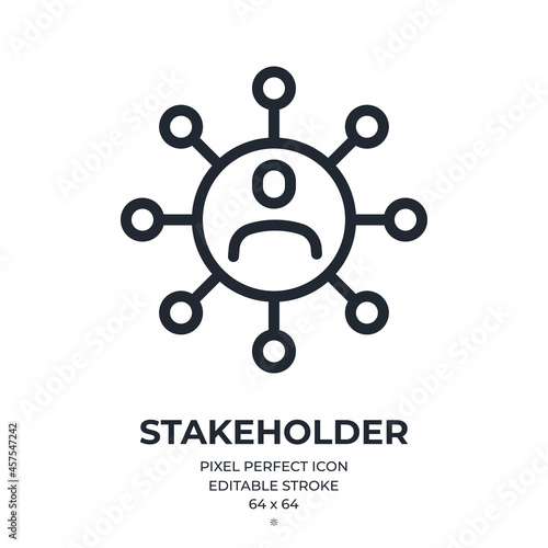 Stakeholder editable stroke outline icon isolated on white background flat vector illustration. Pixel perfect. 64 x 64.