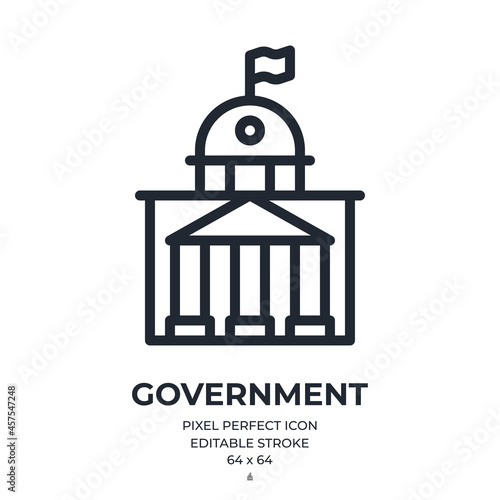 Government editable stroke outline icon isolated on white background flat vector illustration. Pixel perfect. 64 x 64.