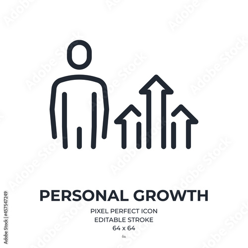 Personal growth and development editable stroke outline icon isolated on white background flat vector illustration. Pixel perfect. 64 x 64.
