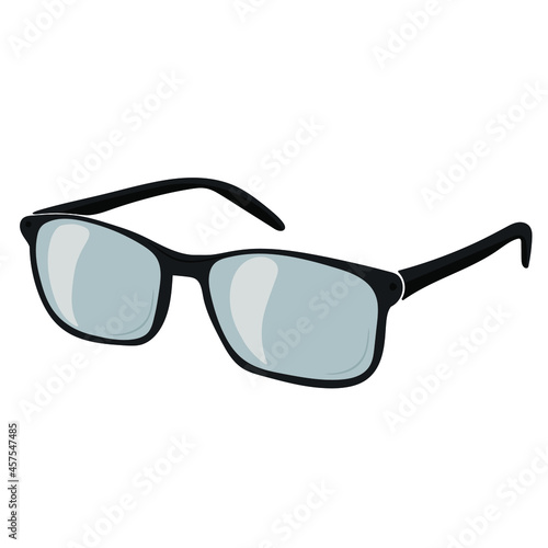 Hand-drawn  black glasses  isolated on white background.   Vector illustration