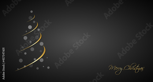 Modern simple golden christmas background with christmas ball. Holiday greeting card with merry christmas sign