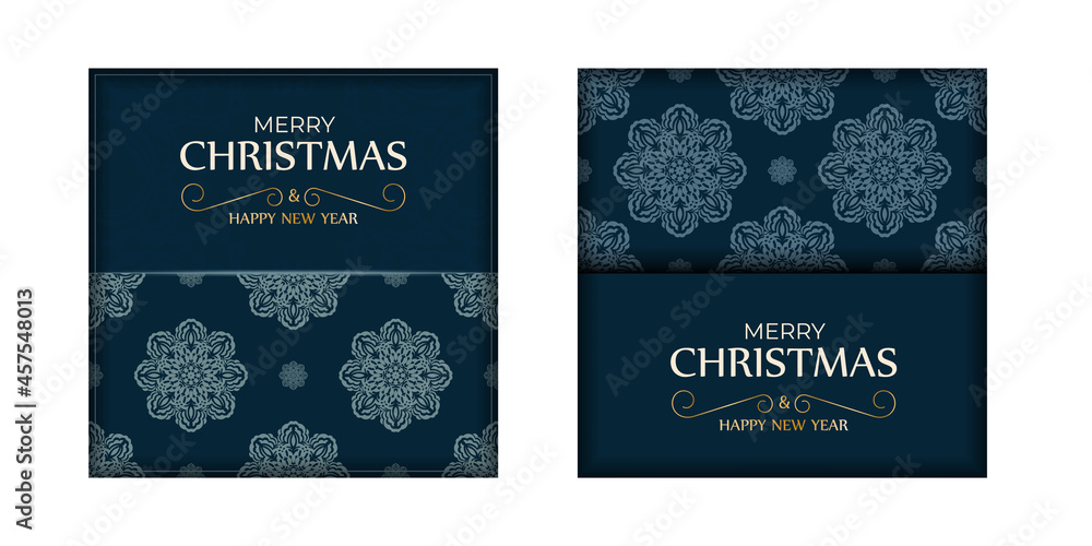 Brochure merry christmas dark blue with winter blue pattern