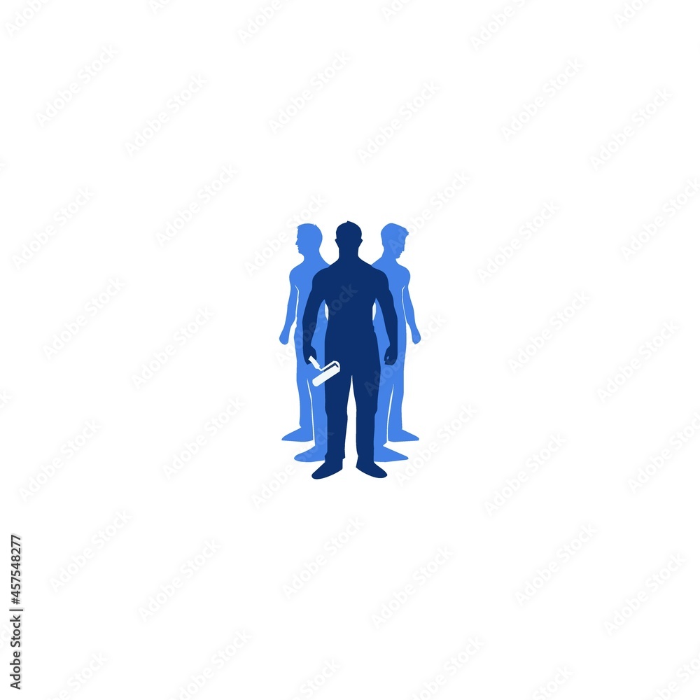three people Vector logo of a painter painting work three people Vector logo of a painter painting work