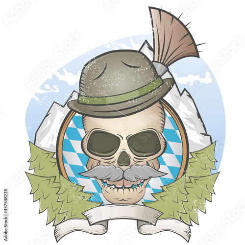 creepy bavarian skull in vintage style