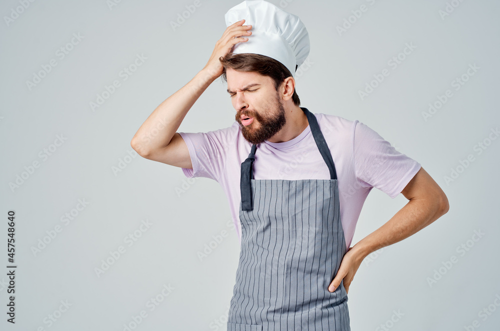 bearded man in apron cooking work restaurant lifestyle bearded man in apron cooking work restaurant lifestyle
