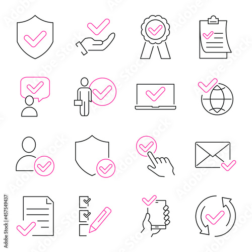 Approve icons set.Approve pack symbol vector elements for infographic web