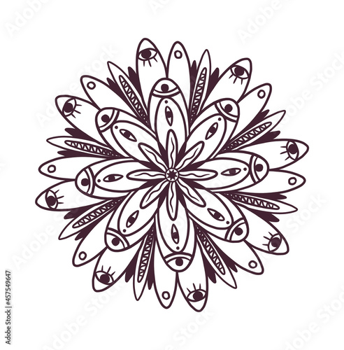 Leaf Flower Petal Coloring Mandala Art Simple Graphic Shape Floral Oriental Outline Vintage Decorative Elements Pattern Illustration Islam Arabic Indian Turkish Mystic Religion Morals Lotus
