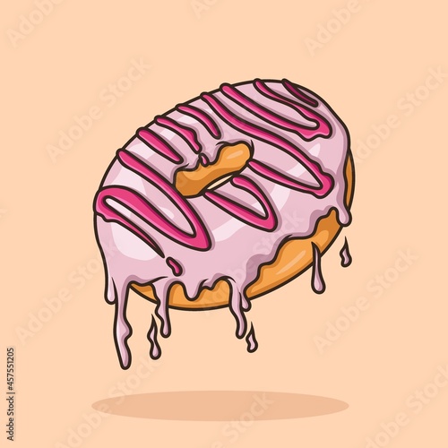 Flying Doughnut Melted Cartoon Icon Vector