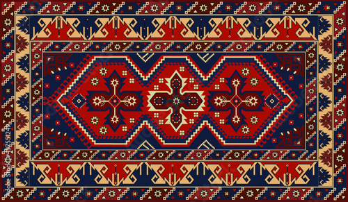 Persian carpet original design, tribal vector texture. Easy to edit and change a few global colors by swatch window. 