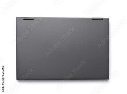 Fotografía Top view of gray closed laptop