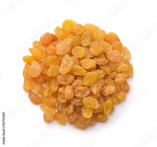 Top view of golden raisins