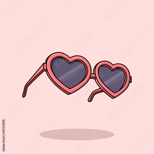 Pink Love Glasses Object concept Cartoon Icon Vector