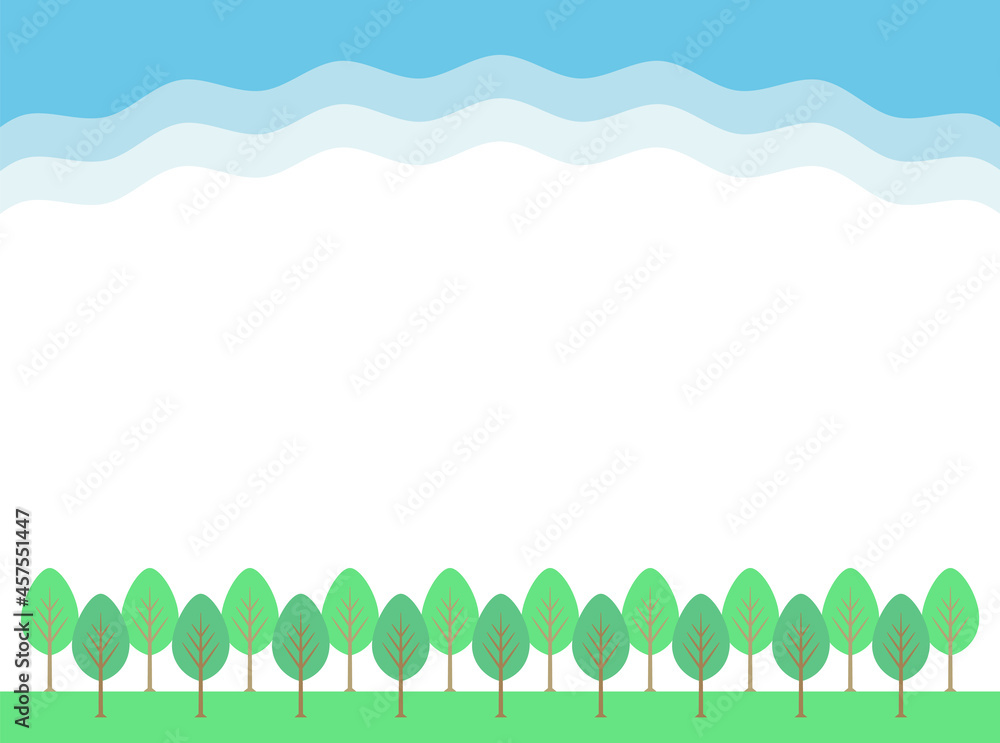 青い空と森のイラスト