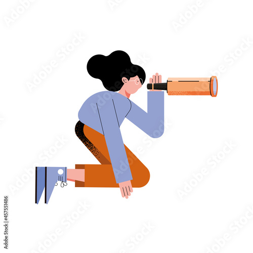 woman with telescope