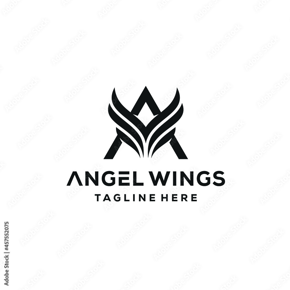 Initials letter A with Inspiring Logo Design Wings Initials letter A with Inspiring Logo Design Wings