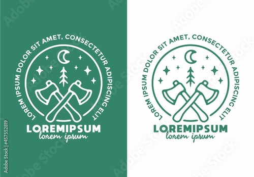 Line art illustration of camping ax