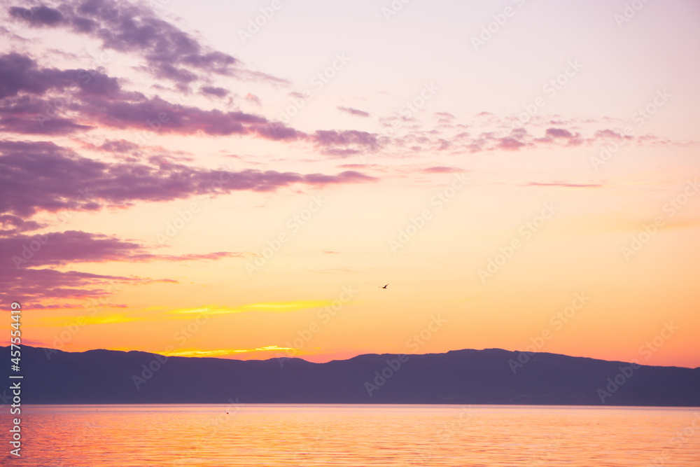Pink ocean sunset