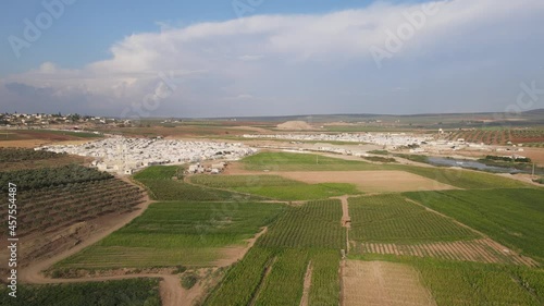 Aleppo, Syria,September 16, 2021, Syrian refugee camps in the town of Deir Ballut on the border with Turkey in northwest Syria. photo