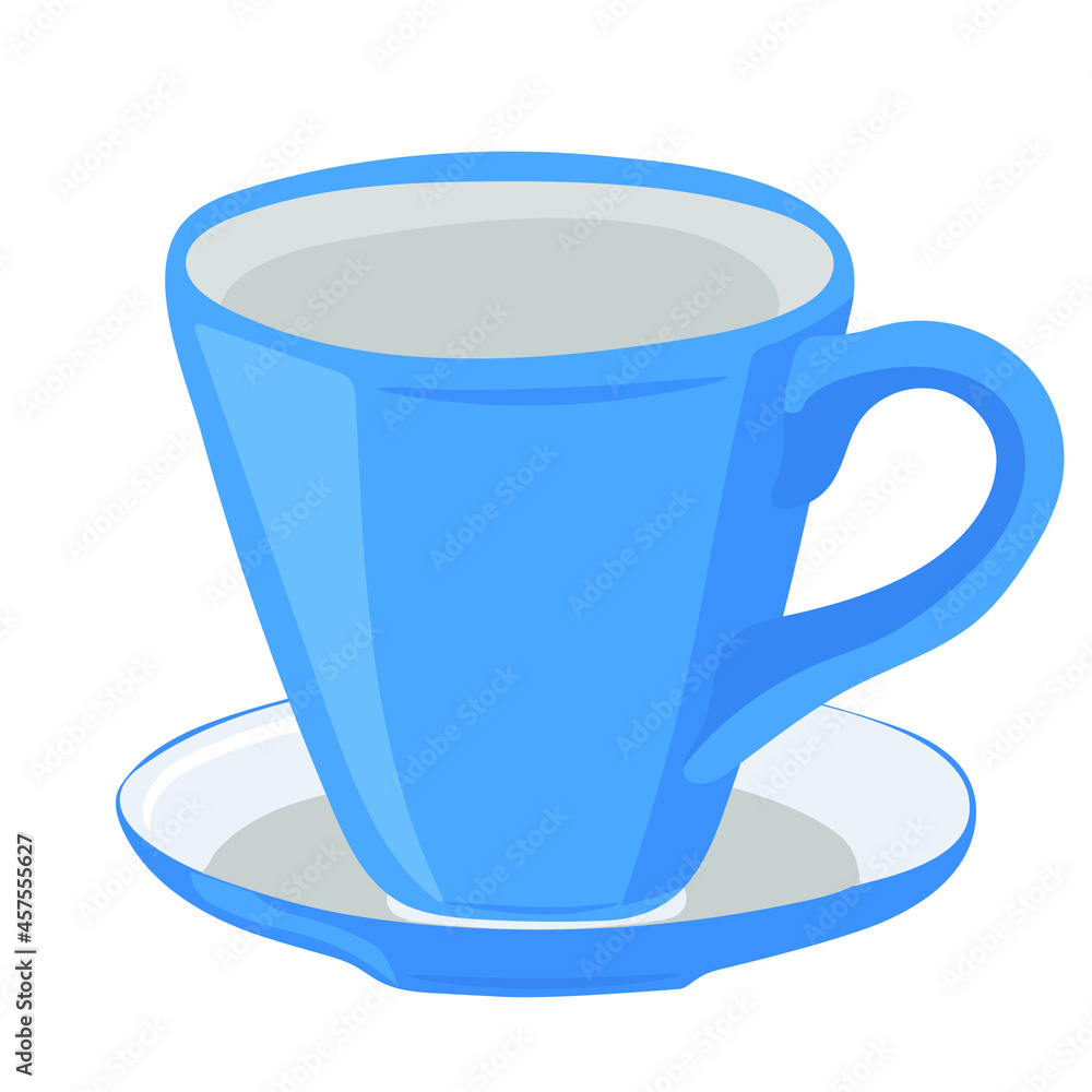 Hand-drawn empty coffee cup with saucer isolated on white background. Vector illustration Hand-drawn empty coffee cup with saucer isolated on white background. Vector illustration