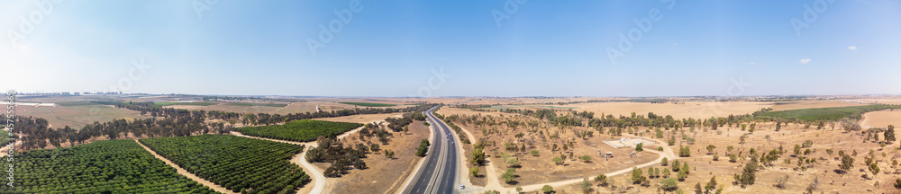Very wide panorama from the sky to road in Southern Israel Very wide panorama from the sky to road in Southern Israel