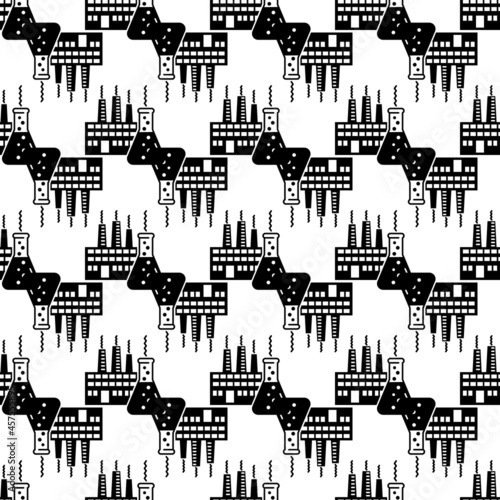 Chemistry flask factory pattern seamless background texture repeat wallpaper geometric vector