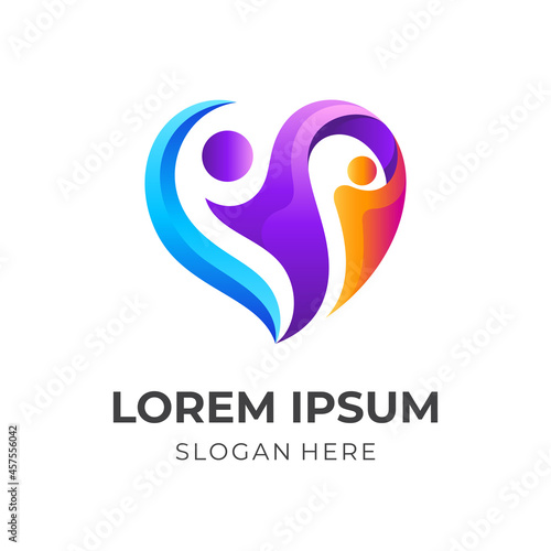 people care logo with community design illustration
