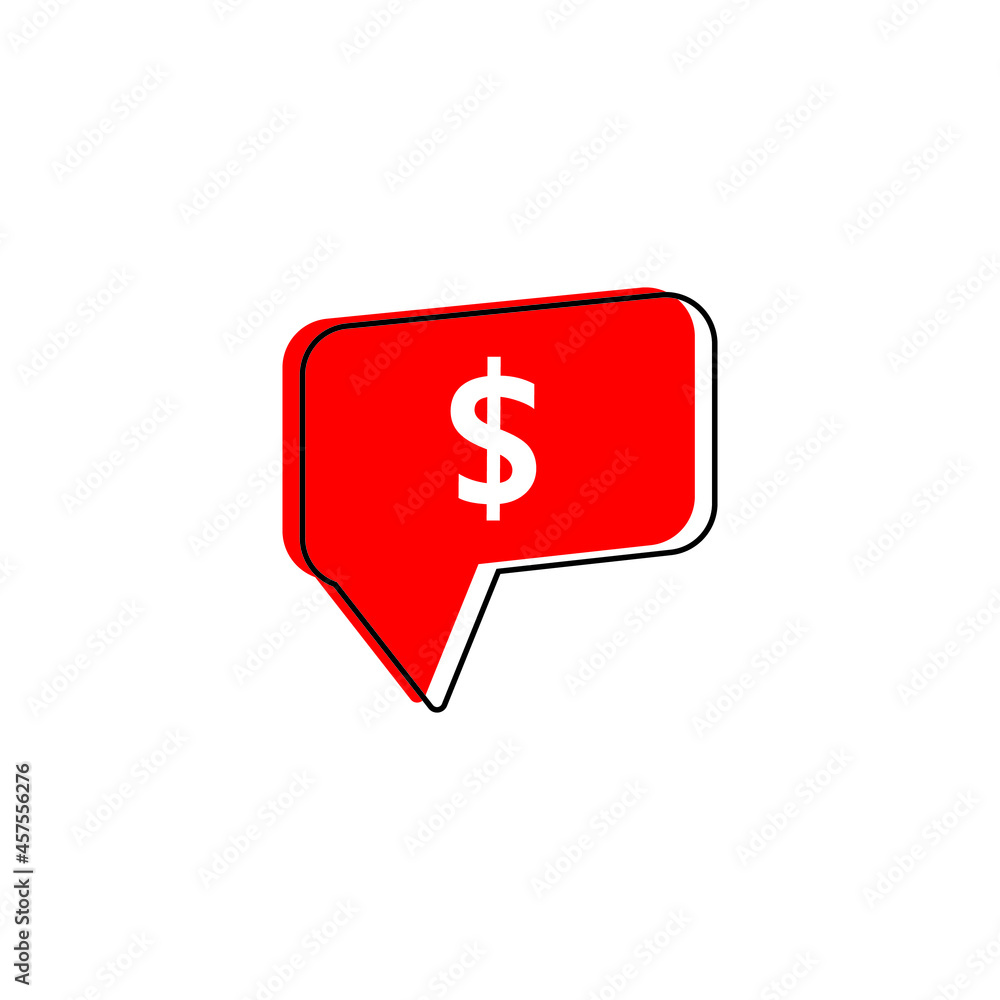 Speech bubble icon with dollar flat design illustration Speech bubble icon with dollar flat design illustration