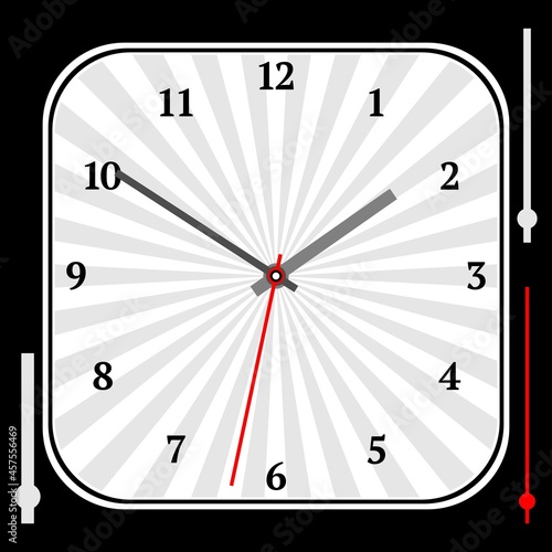 Vintage Rounded Square Watch Dial With Arrows.