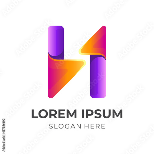 Free Download letter H logo and abstract letter image, 3d colorful - GFXLoad