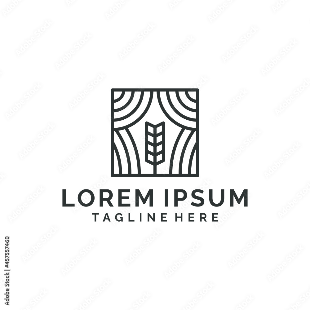Simple minimalist line art curtain logo design