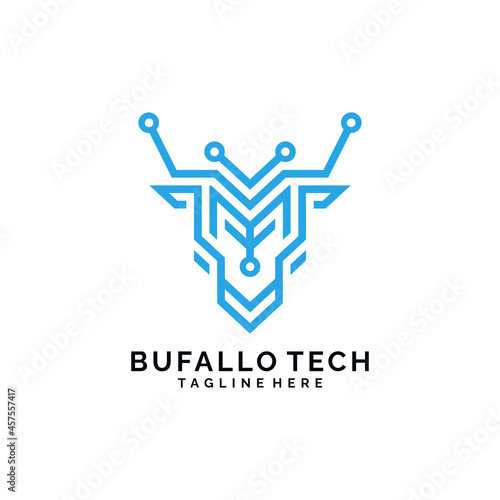 Modern futuristic bufallo tech logo design photo