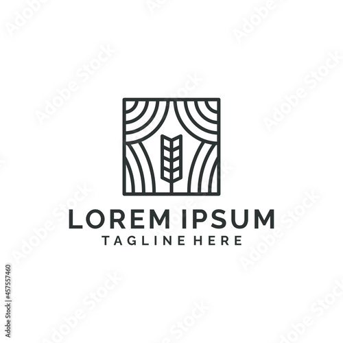 Simple minimalist line art curtain logo design