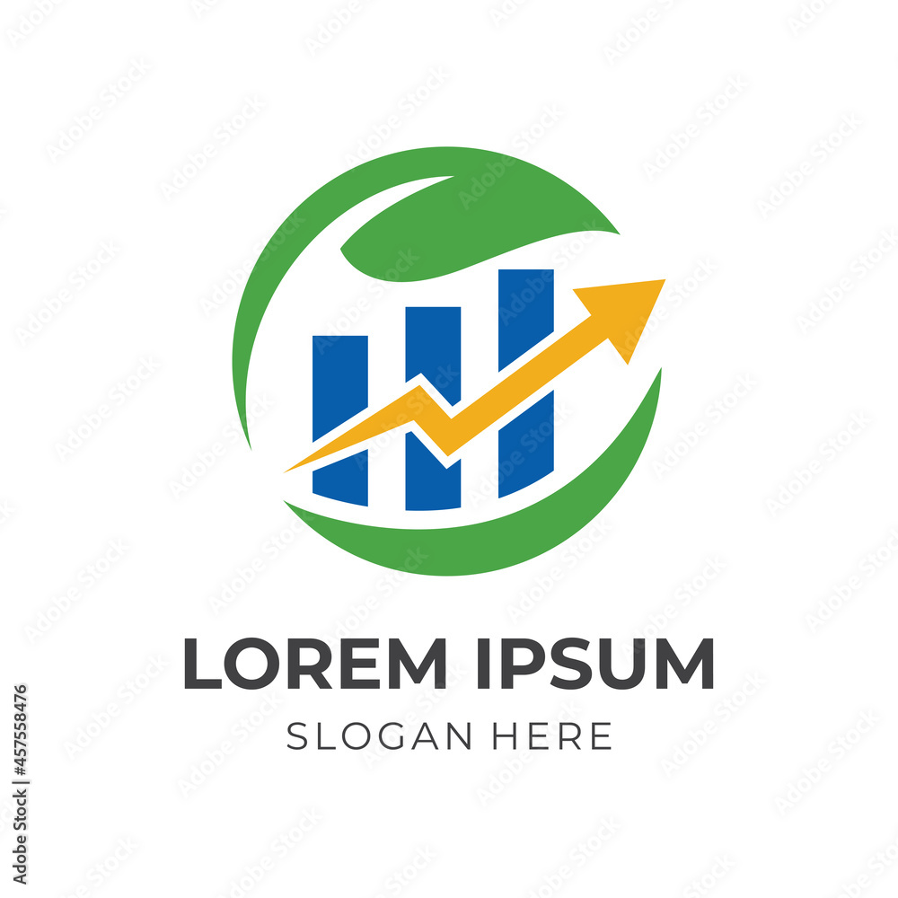 marketing and leaf logo design template concept vector with flat colorful style marketing and leaf logo design template concept vector with flat colorful style