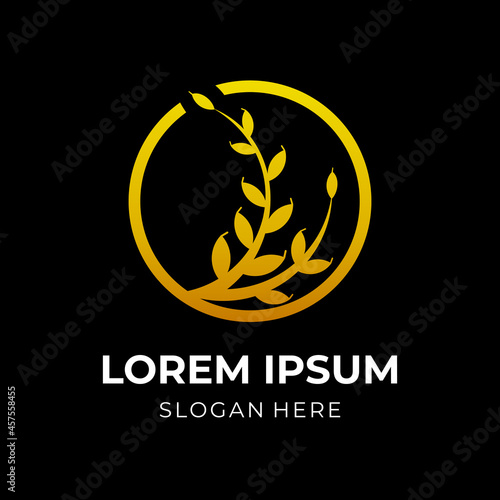 grain logo design with flat gold color style