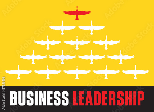 Flock of migrating geese flying in vee formation.
Vector illustration of birds following their leader. Great for nature or business leadership concepts.