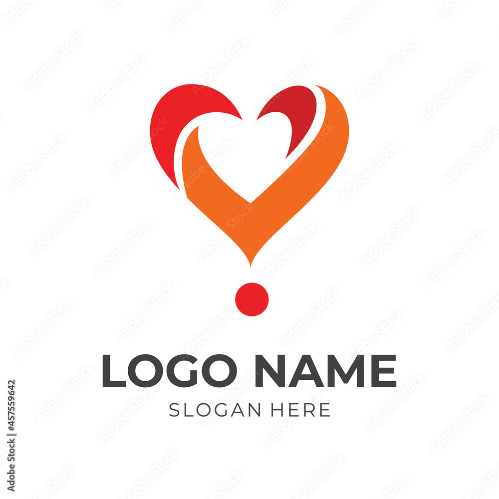 love logo design template concept vector with flat orange and red color style love logo design template concept vector with flat orange and red color style