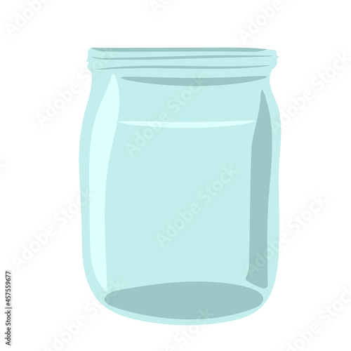 Hand-drawn  Glass jar. Empty clear glass container isolated on white background.  Vector illustration