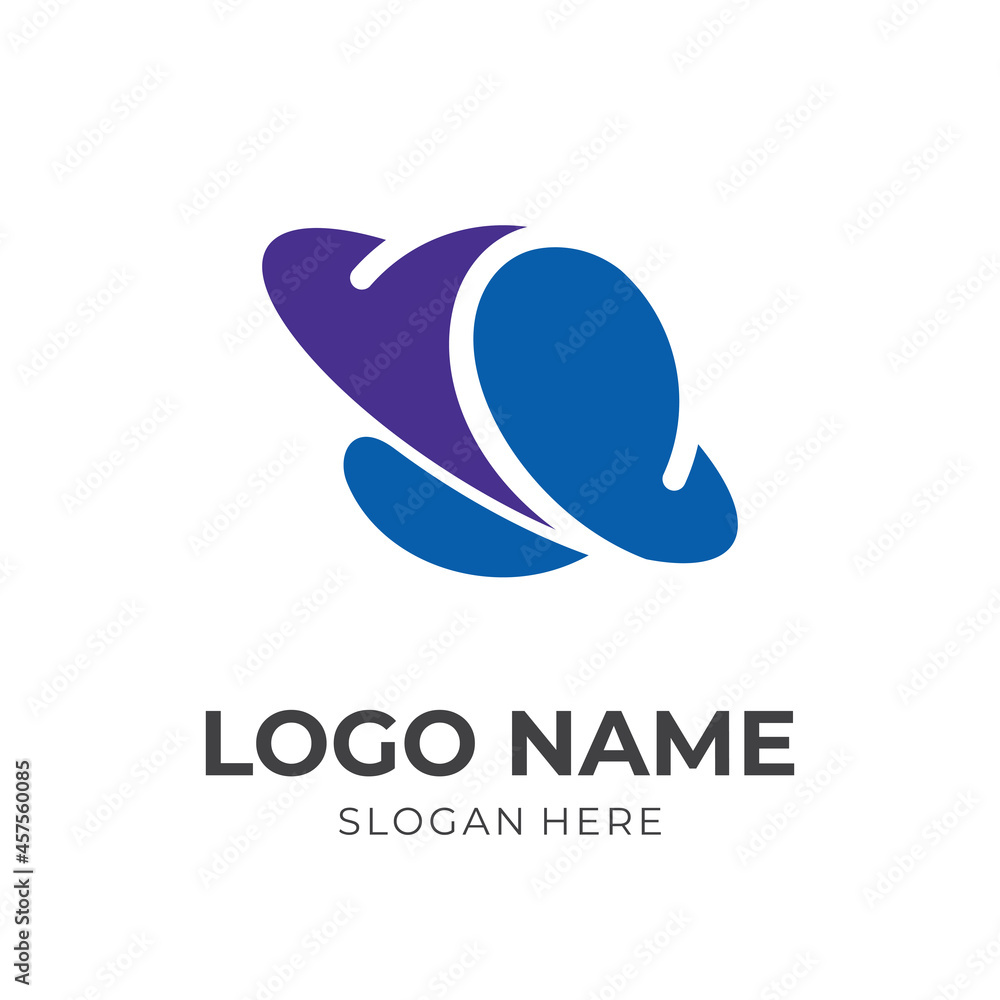 Fototapeta premium planet logo design template concept vector with flat blue and purple color style