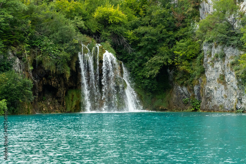waterfall and lake