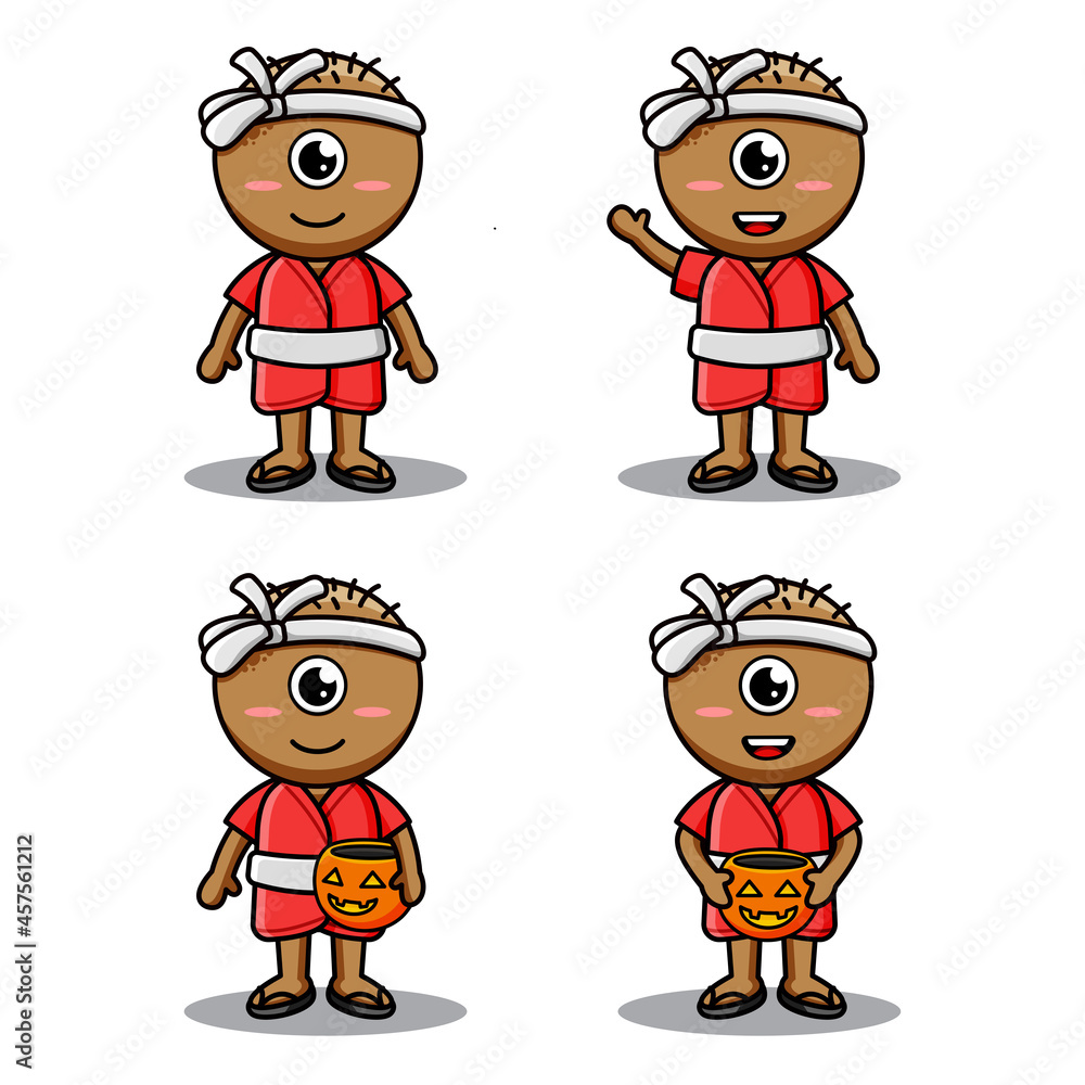 Cute Hitotsume kozo yokai for Halloween Character Cute Hitotsume kozo yokai for Halloween Character