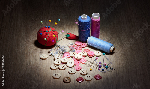 close up of sewing accessories