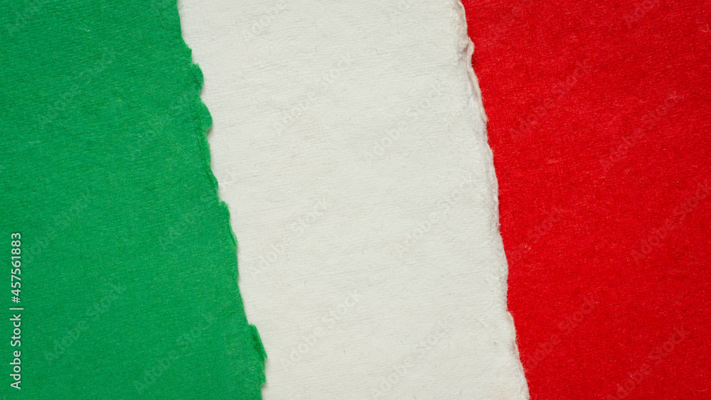 paper abstract in colors of national flag of Italy (green, white and red), collection of handmade rag paper sheets paper abstract in colors of national flag of Italy (green, white and red), collection of handmade rag paper sheets